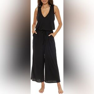 Becca Women’s Size Large‎ Beach Date Wide Leg Cover-Up Jumpsuit Black